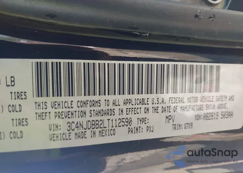 2020 Jeep Compass Latitude 4X4 from USA, damaged, VIN 3C4NJDBB2LT112590